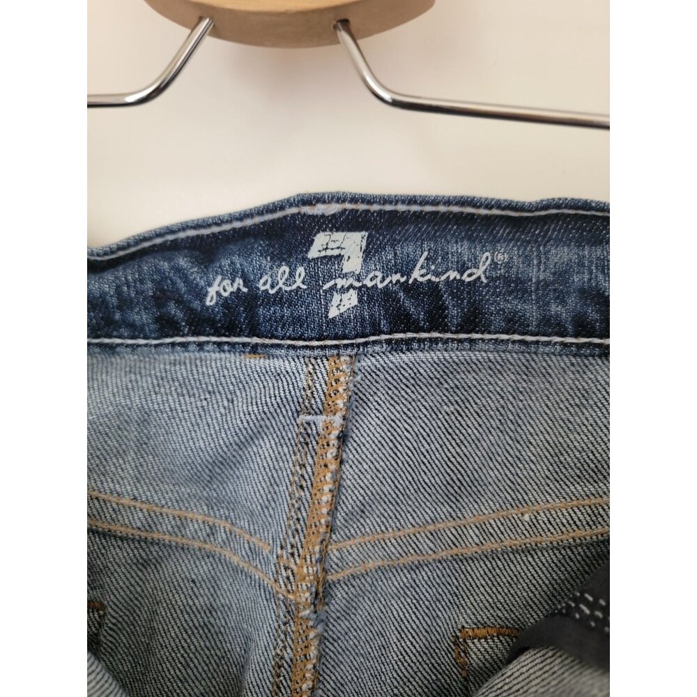7 For All Mankind Women's Long Denim Jean Skirt w/ Button Fly & Frayed Hem Sz 29 - Picture 7 of 10